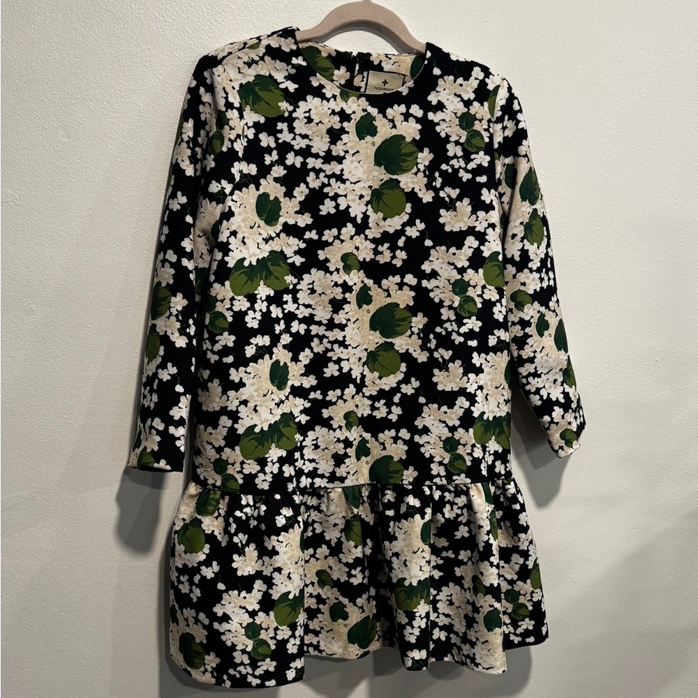 Tuckernuck Floral Black, Green, and Gold Longsleeve Dress Size Medium
